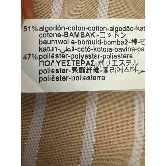 ZARA XS Beige & White Striped Button-Up Cropped Shirt With 3/4 Sleeves - Picture 10 of 12